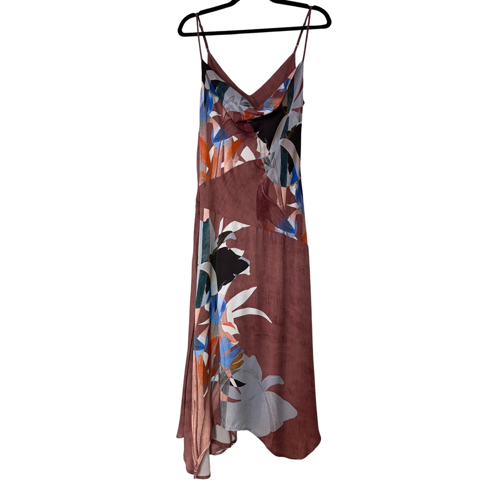 Anthropologie Floral Slip Dress Womens MP Petite Spaghetti Straps, Cowl Neck